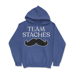 Funny Gender Reveal Announcement Team Staches Baby Boy print Hoodie - Royal Blue