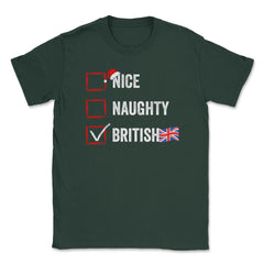 Nice Naughty British Funny Christmas List for Santa Claus graphic - Forest Green
