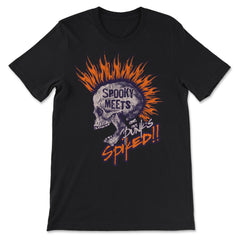 Spooky Meets Spiked Punk Skeleton with Fire Hair design - Premium Unisex T-Shirt - Black
