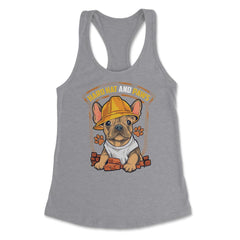 French Bulldog Construction Worker Hard Hat & Paws Frenchie graphic - Grey Heather