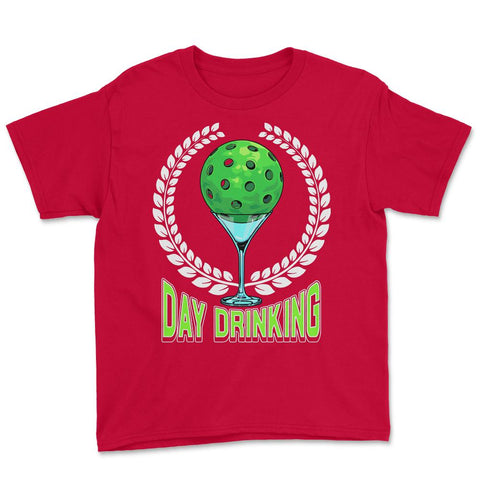 Pickleball Day Drinking Funny print Youth Tee - Red