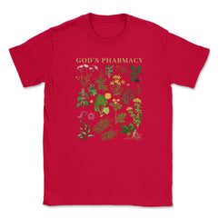 God’s Pharmacy Healing Herbs Gardening Meme product Unisex T-Shirt - Red