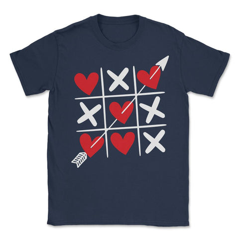 Tic Tac Toe Valentine's Day XOXO Hearts & Crosses graphic Unisex - Navy