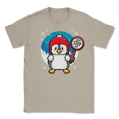 Penguin Christmas Funny Santa Stops Here design Unisex T-Shirt - Cream