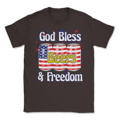God Bless Beer & Freedom Funny 4th of July Patriotic print Unisex - Brown