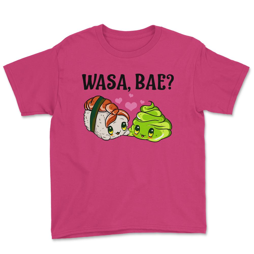 Wasa Bae? Funny Sushi and Wasabi Love print Youth Tee - Heliconia