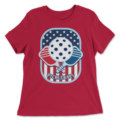 Pickleball 4th of July Freedom Patriotic Pickleball graphic - Women's Relaxed Tee - Red