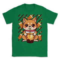 Boba Tea Bubble Tea Cute Kawaii Shiba Inu Gift print Unisex T-Shirt - Green