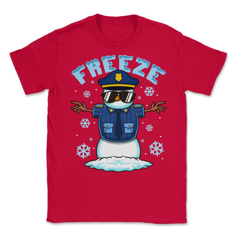 Freeze Police Snowman Hilarious Christmas Police Officer product - Red