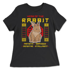 Chinese Year of Rabbit 2023 Chinese Aesthetic print - Women's Relaxed Tee - Black