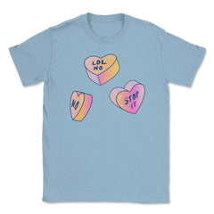 Candy In Hearts Form Negative Messages Funny Anti-V Day product - Light Blue