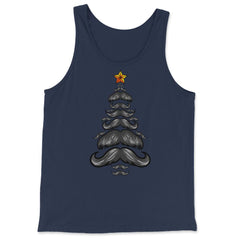 Christmas Tree Mustaches For Him Funny Matching Xmas product - Tank Top - Navy