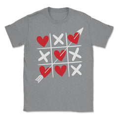Tic Tac Toe Valentine's Day XOXO Hearts & Crosses graphic Unisex - Grey Heather