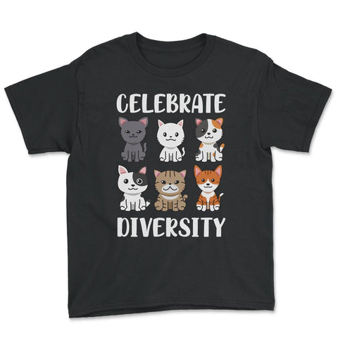 Funny Celebrate Diversity Cat Breeds Owner Of Cats Pets graphic Youth - Black