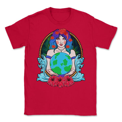 Mother Earth Guardian Holding the Planet Gift for Earth Day graphic - Red