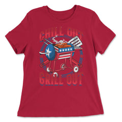 Chill Out Grill Out 4th of July BBQ Independence Day design - Women's Relaxed Tee - Red