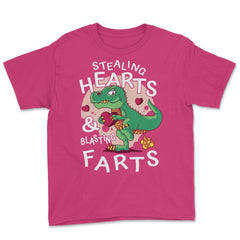 T-Rex Dinosaur Stealing Hearts and Blasting Farts product Youth Tee - Heliconia