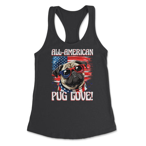 Pug All-American Pug Love! 4th of July Pug USA print Women's - Black