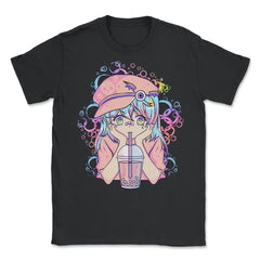 Anime Pastel Girl Drinking Bubble Tea Boba Lover Gift print Unisex - Black