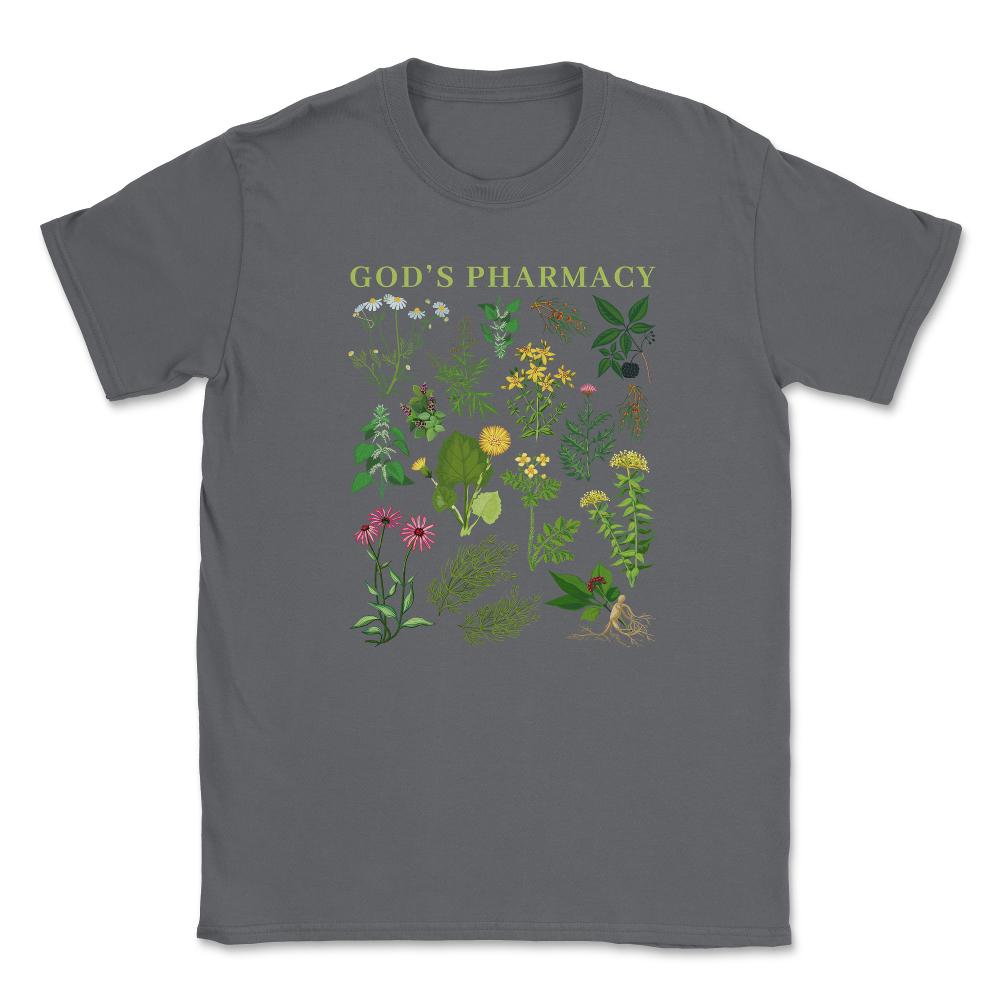 God’s Pharmacy Healing Herbs Gardening Meme product Unisex T-Shirt - Smoke Grey