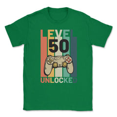 Funny 50th Birthday Vintage Gamer Level 50 Unlocked graphic Unisex - Green