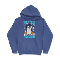 Time to Be a Penguin Happy Penguin with Snowflakes Kawaii print Hoodie - Royal Blue