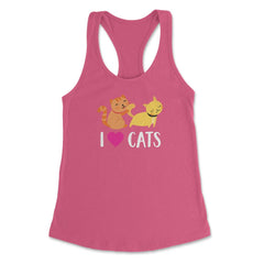 Funny I Love Cats Heart Cat Lover Pet Owner Cute Kitten product - Hot Pink
