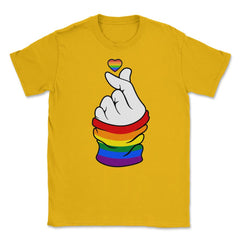 Gay Pride Flag K-Pop Love Hand Gift design Unisex T-Shirt - Gold