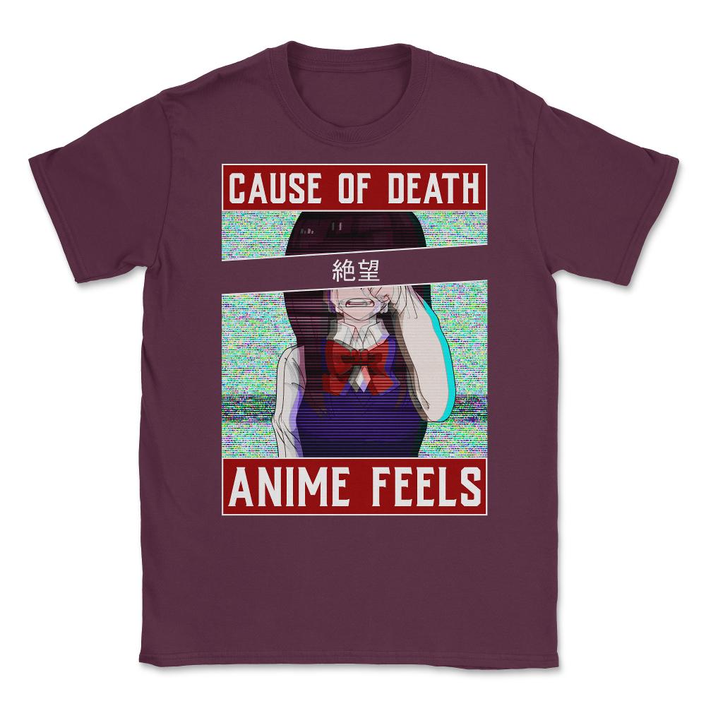 Retro Style Anime Girl Crying Japanese Glitch Aesthetic graphic - Maroon