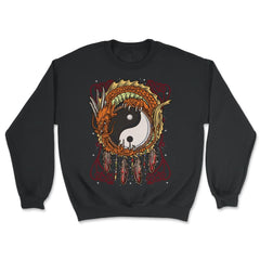 Chinese Dragon & Yin Yang Dreamcatcher Zen Meditation graphic - Unisex Sweatshirt - Black