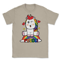 LGBTQ Pride Unicorn Sitting on top of a Rainbow Equality product - Cream