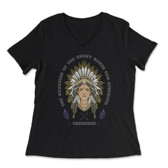 Chieftess Peacock Feathers Motivational Native Americans design - Women's V-Neck Tee - Black