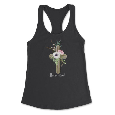 He has risen! Christian Cross with Anemone Flowers Artsy graphic