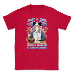 Just a Girl Who Loves Anime Ramen & Sketching For Women Girl design - Red