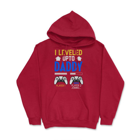 Funny Dad Leveled Up to Daddy Gamer Soon To Be Daddy graphic Hoodie - Red