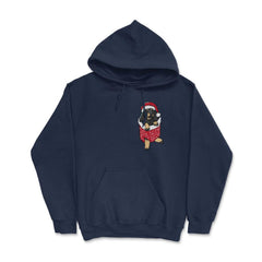 Christmas Dachshund Puppy In Fake Pocket Funny Wiener Dog product - Hoodie - Navy