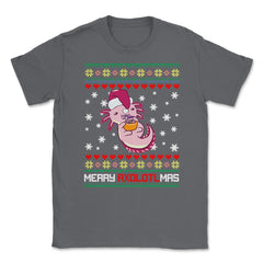Christmas Kawaii Axolotl Merry Axolotlmas Funny Ugly Xmas print - Smoke Grey