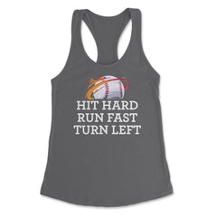 Funny Baseball Player Hit Hard Run Fast Turn Left Humor print Women's - Dark Grey