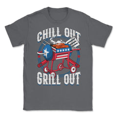 Chill Out Grill Out 4th of July BBQ Independence Day graphic Unisex - Smoke Grey
