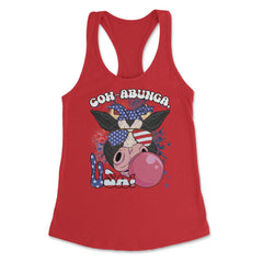 4th of July Cow-abunga, USA! Funny Patriotic Cow design Women's - Red