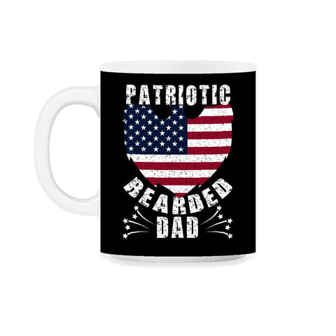 Patriotic Bearded Dad 4th of July Dad Patriotic Grunge design 11oz Mug - Black on White