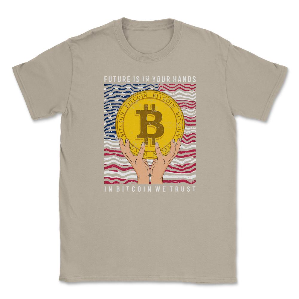 Patriotic Bitcoin USA Flag Grunge Retro In Bitcoin We Trust graphic - Cream