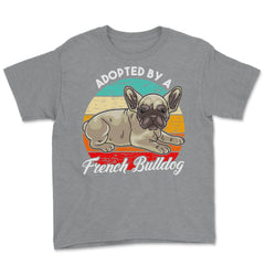 French Bulldog Adopted by a French Bulldog Frenchie design Youth Tee - Grey Heather