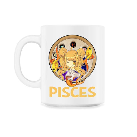 Pisces Zodiac Sign Kawaii Anime Chibi Girl Mermaid design 11oz Mug