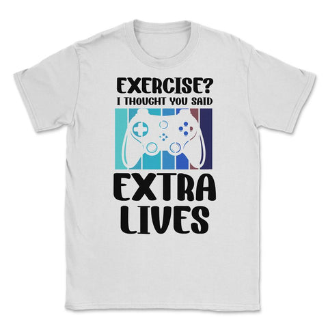 Funny Gamer Vintage Exercise Thought You Said Extra Lives graphic - White