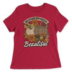 Fall Is Proof That Change Is Beautiful Leopard Pumpkin graphic - Women's Relaxed Tee - Red
