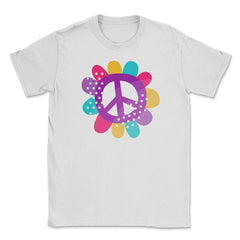 Peace Sign Flower Colorful Peace Day Design design Unisex T-Shirt - White