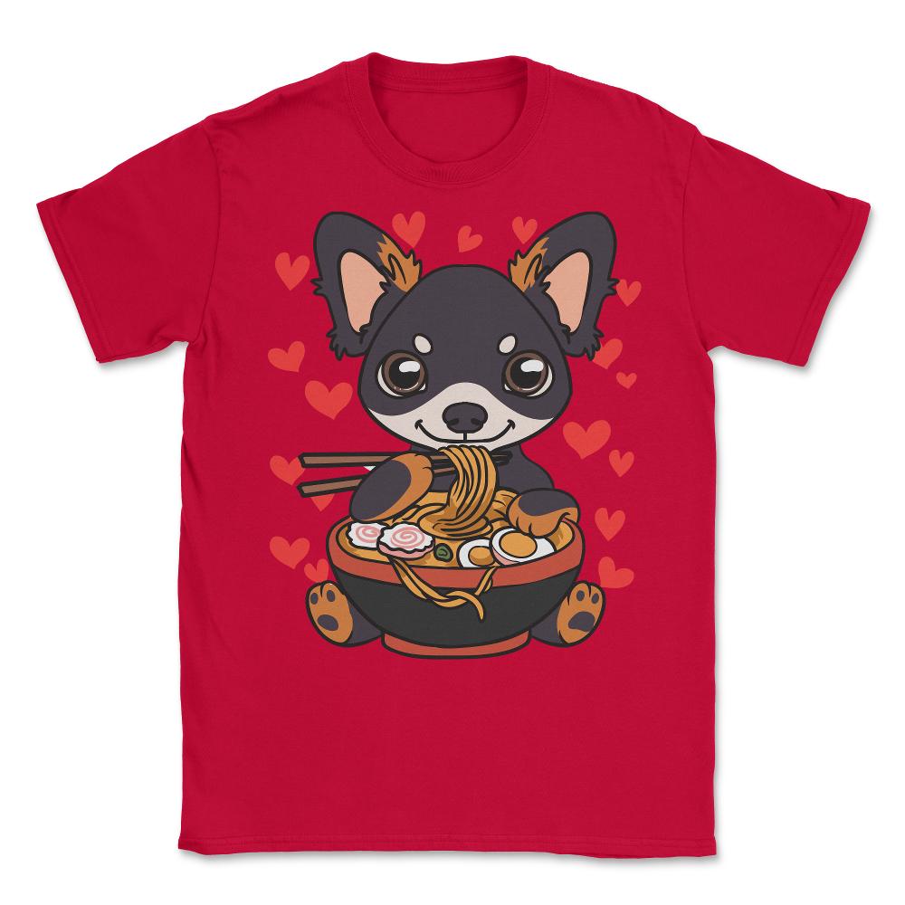 Chihuahua eating Ramen Cute Puppy Eating Noodles Gift product Unisex - Red