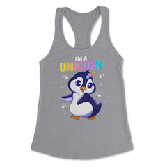 I'm a Unicorn Happy Penguin with Unicorn Horn Funny Kawaii graphic - Grey Heather