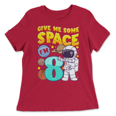 Science Birthday Astronaut & Planets Science 8th Birthday design - Women's Relaxed Tee - Red